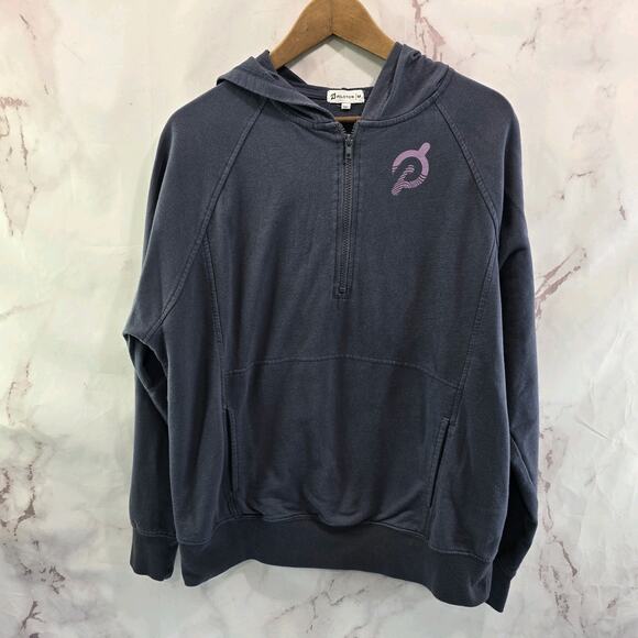 Peloton Hoodie Womens Medium Blue Purple Make Your Mark Half Zip Sweatshirt - Picture 5 of 13